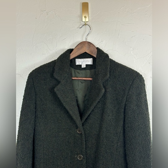SANDRO Wool Peacoat Midi Maxi Long Line Single Army Green Vintage Kate Middleton - Picture 3 of 16